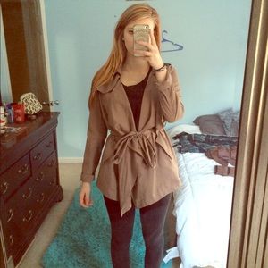 Taupe Short Trench-Style Coat