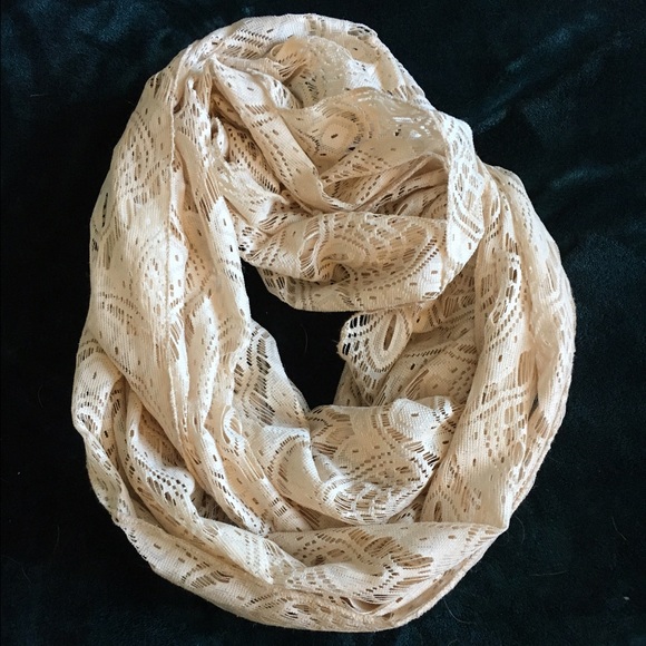 Cream lace infinity scarf