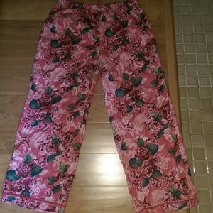 Cottage Rose print flannel pajama bottoms