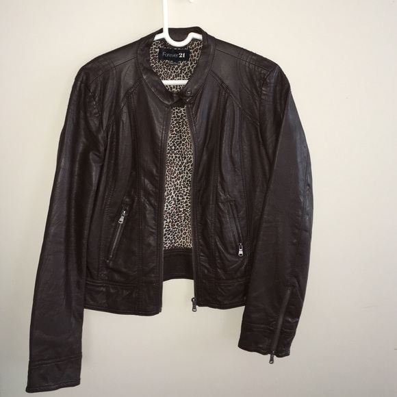 Brown faux leather jacket