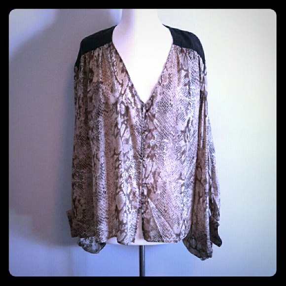 Batwing snake skin print silk blouse