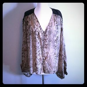Batwing snake skin print silk blouse