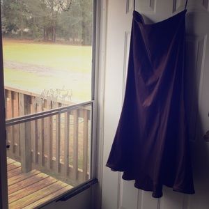 Long Brown Flare Bottom Skirt