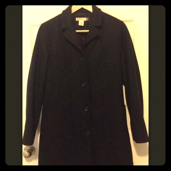 J. Crew Ladies Small Black Wool Blend Dress Coat