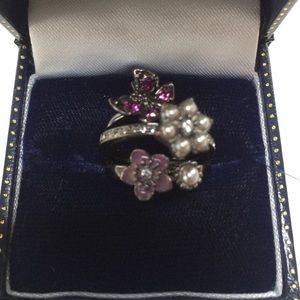 3 silver tone stackable juicy couture rings