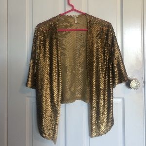 gold sequin cardigan