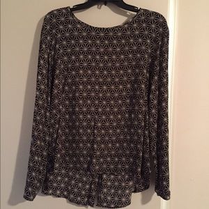 Black Long Sleeve Patterned Shirt