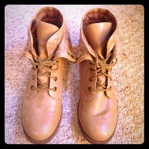 Tan Cuffed Ankle Boots