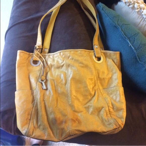 Fossil Leather bag- Mustard Yellow
