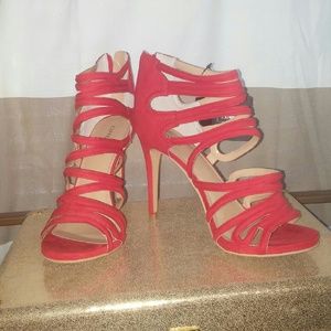 Red strappy heels