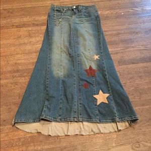 Long denim skirt!