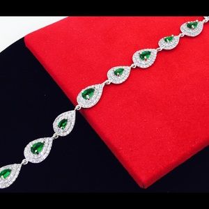 White gold rhodium 925 silver cz bracelet