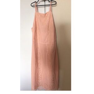 Peach Lulu's Lace Midi Dress