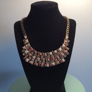 Fabric & Jewel Statement Necklace