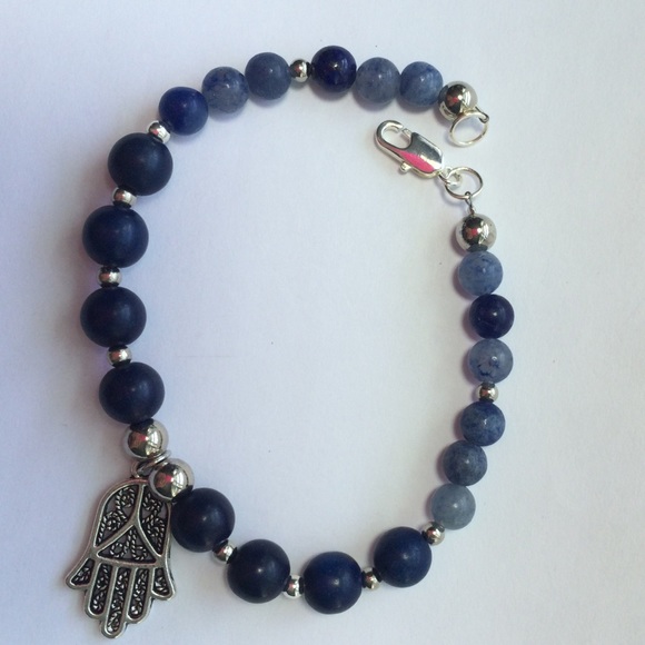 🍁🕉🐲⬇️Lapis Lazuli and Sodalite Beaded Bracelet - Picture 2 of 4