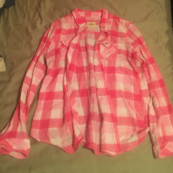 🎀Plaid Pink Hollister Buttondown🎀 - Picture 1 of 3