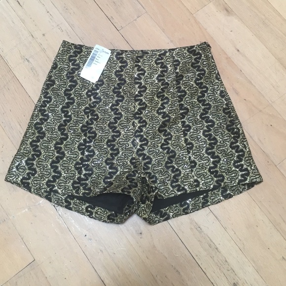 Black and Gold glitter high waisted shorts
