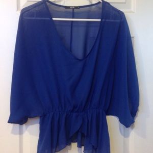 Royal blue sheer mid blouse