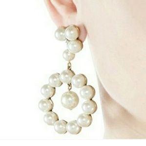J crew pearl drop earrings.