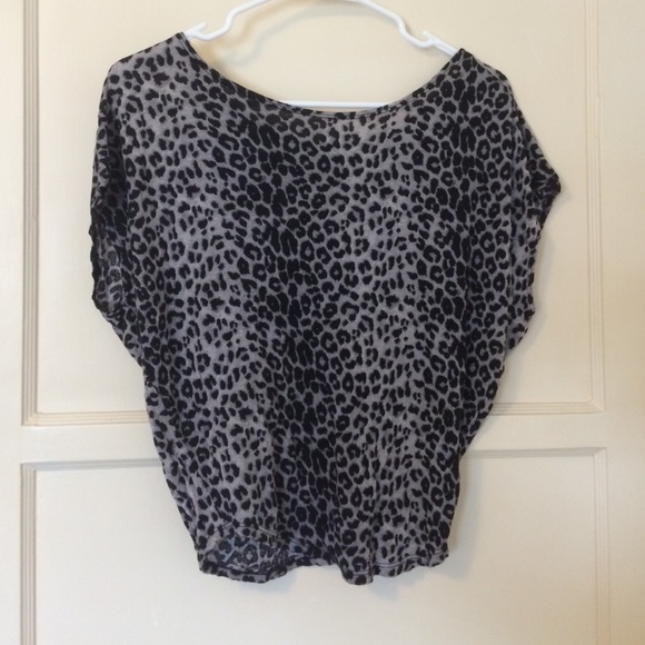 Soprano Leopard Print Short Sleeve Blouse