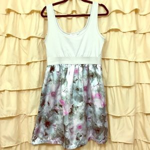 Baby blue and floral printed dress