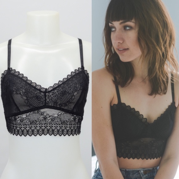 @closetchelle Other - Satin Lace Top Bralette - Black