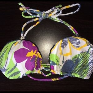 Tropical print triangle top