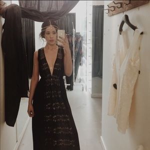 Black and gold detailed maxi dress