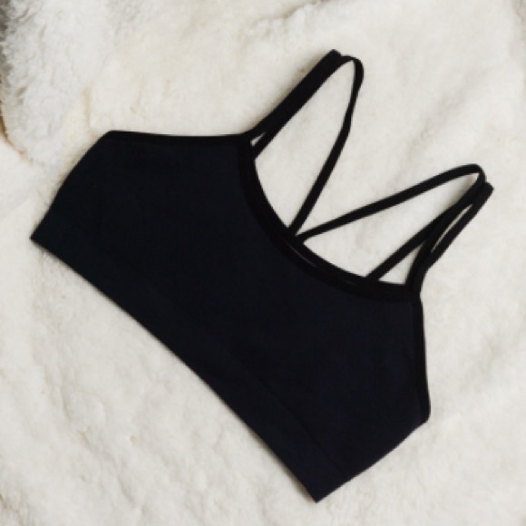 NEW! Two Layer Sport Yoga Bralette Black - Picture 3 of 4