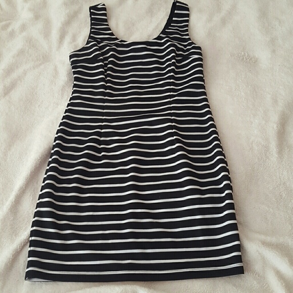 Black and white striped mini dress