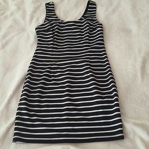Black and white striped mini dress