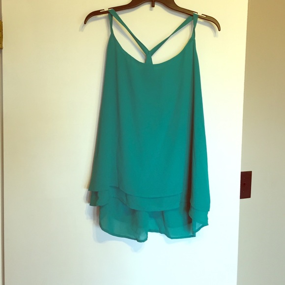 Emerald green chiffon top! NWOT