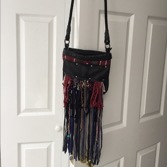 Free people genuine leather fringe cross body bag