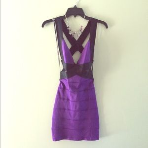 Purple/black Contrast Cutout Halter dress.  New!