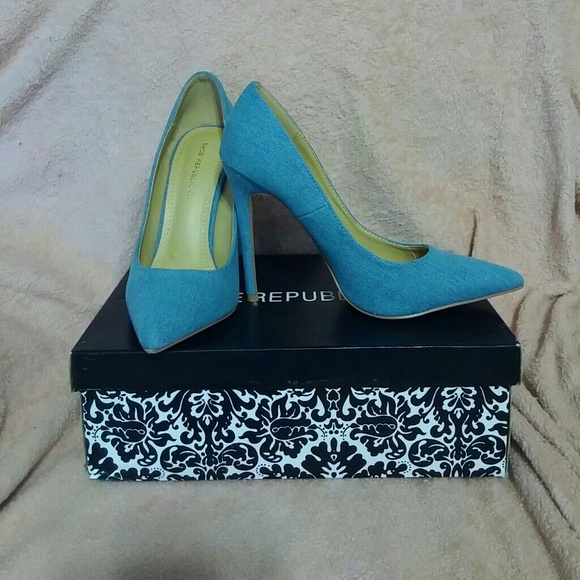 Blue Denim High Heels Size 8 Shoe Republic