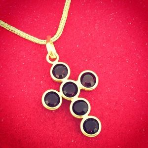Ruby cross with 18 karat gold chain