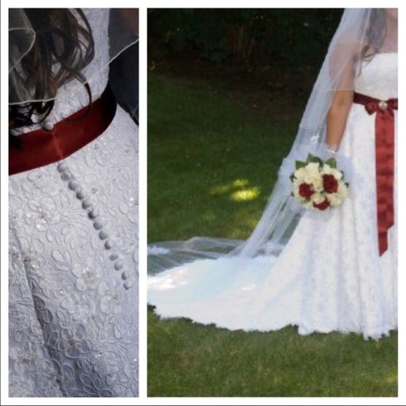 David's Bridal Lace and Sequins Wedding Gown