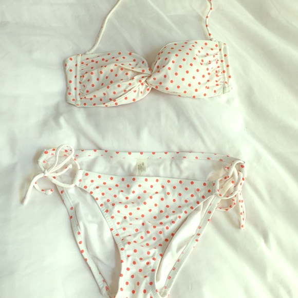 Victoria Secret Coral polka dot bikini set