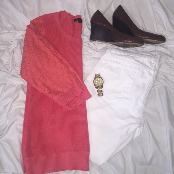 Ann Taylor Lace Sleeved Sweater