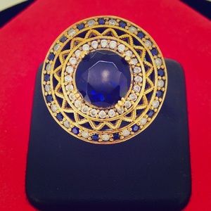 Hand made Yellow gold rhodium 925 silver ring