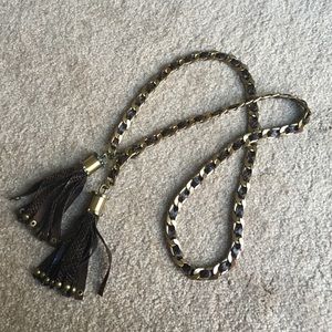 Chain and faux leather belt