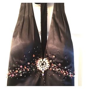 Black silk formal gown