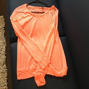 bright coral relaxed long sleeve tshirt