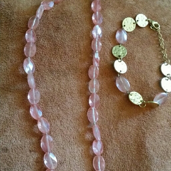 Strawberry quartz necklace and bracelet