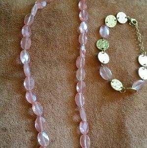 Strawberry quartz necklace and bracelet