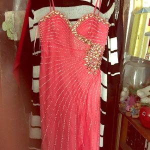 coral pink prom dress