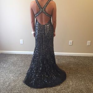 Black full sequence prom or pageant dress