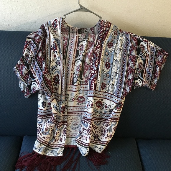 short sleeve paisley print kimono!!