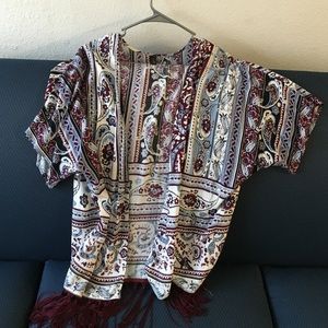 short sleeve paisley print kimono!!