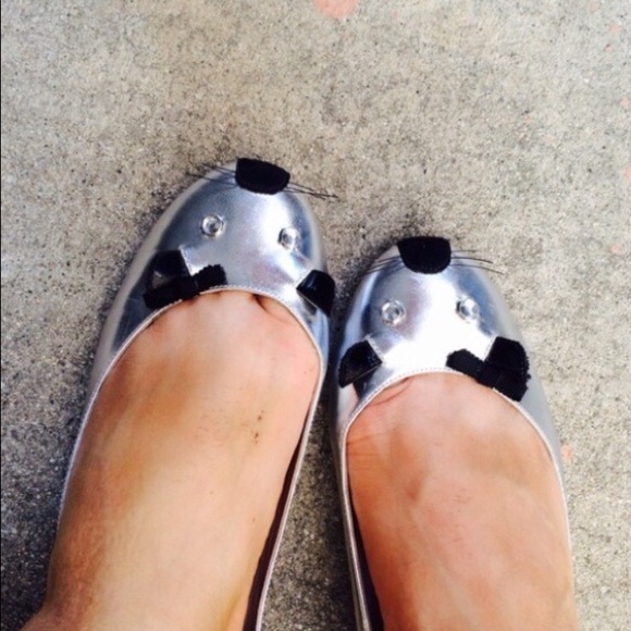 Silver Marc Jacobs mouse flats